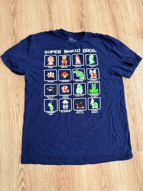 Super Mario Bros. Pixel Grid Navy Short Sleeve Tee